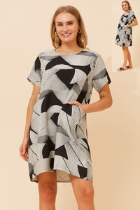 Trudy Shift Dress Abstract Multi Black