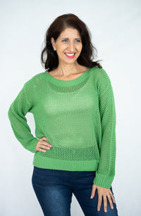 Rhea Crochet Knit Jumper.  Black Green