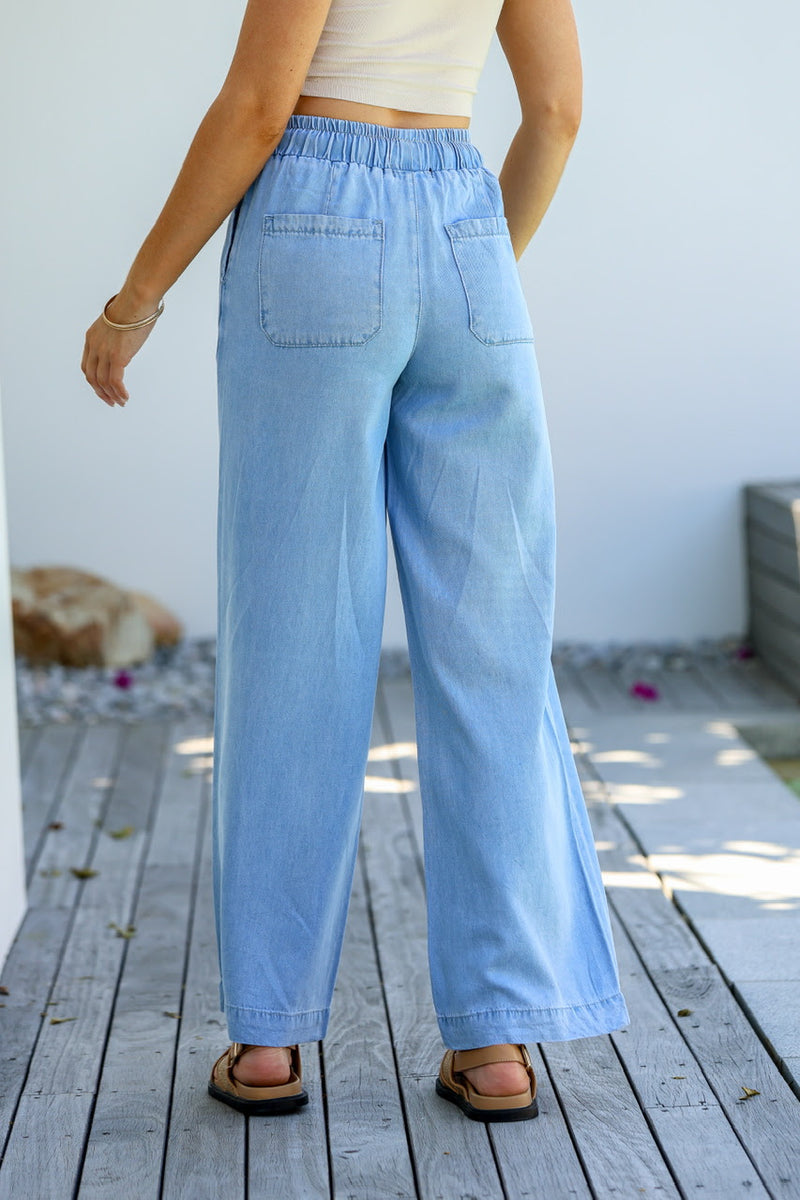 Abby Drawstring Jeans Light Blue