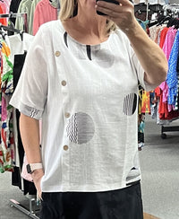 Lea Circle Button Detail Top