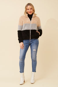 Ace Teddy Jacket  Block Stripe