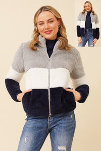 Ace Teddy Jacket  Block Stripe