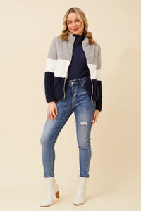 Ace Teddy Jacket  Block Stripe