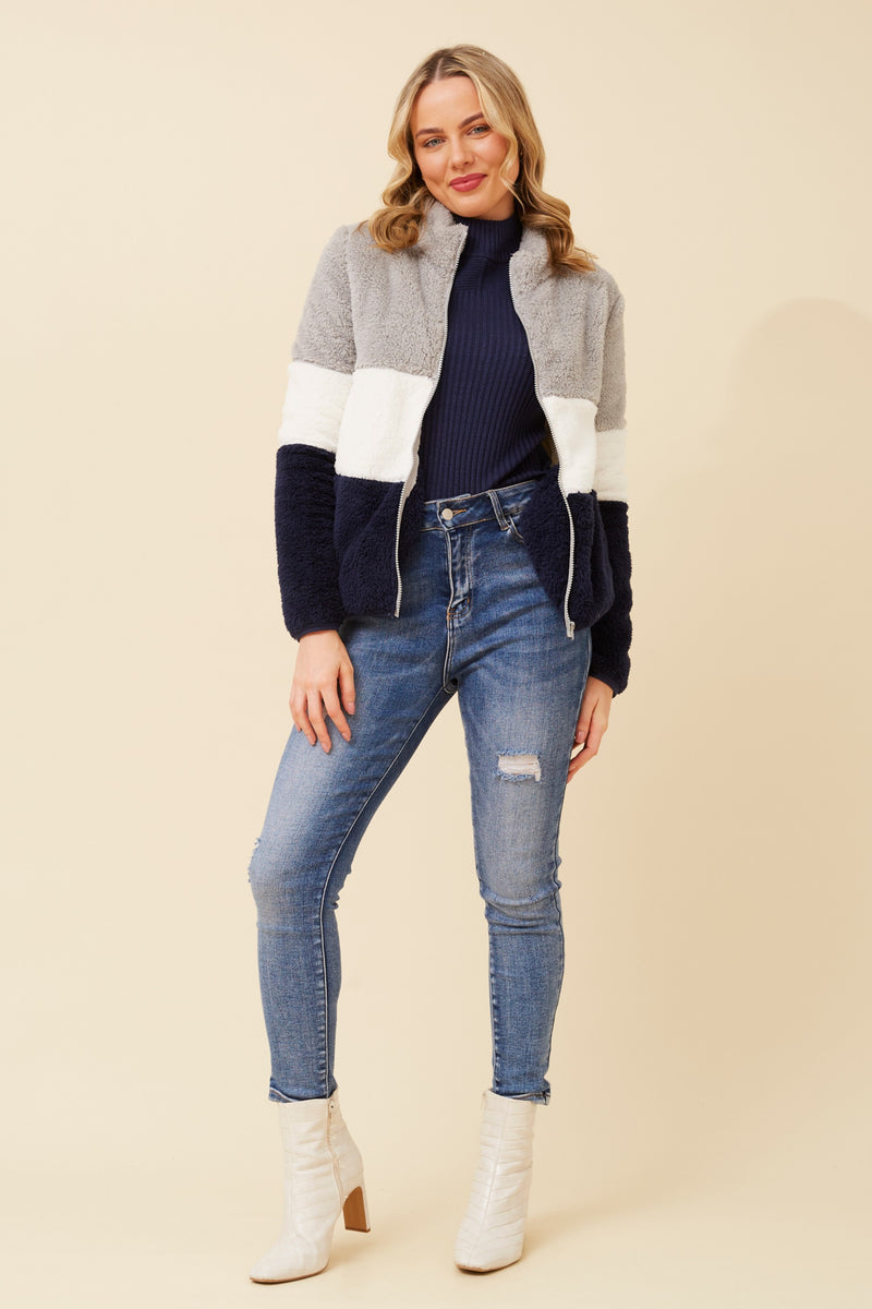 Ace Teddy Jacket  Block Stripe