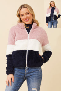 Ace Teddy Jacket  Block Stripe