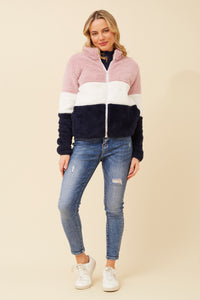 Ace Teddy Jacket  Block Stripe