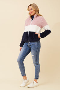Ace Teddy Jacket  Block Stripe