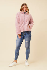 Ace Teddy Jacket. Colour's: Black. Pink. Cream