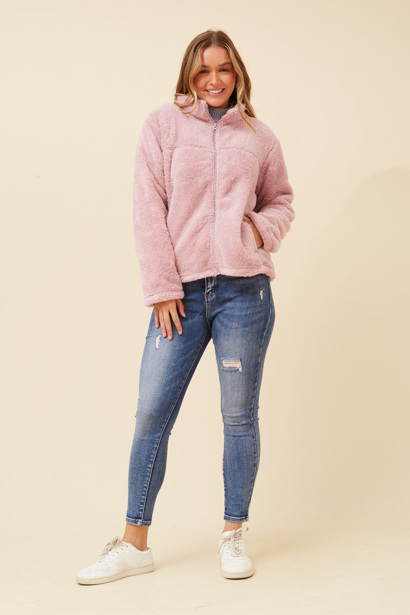 Ace Teddy Jacket. Colour's: Black. Pink. Cream
