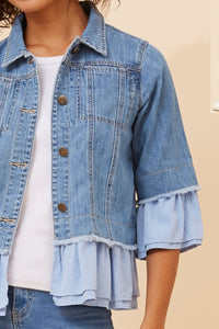 Gabbie Mid Denim Frill Jacket