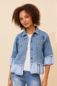 Gabbie Mid Denim Frill Jacket