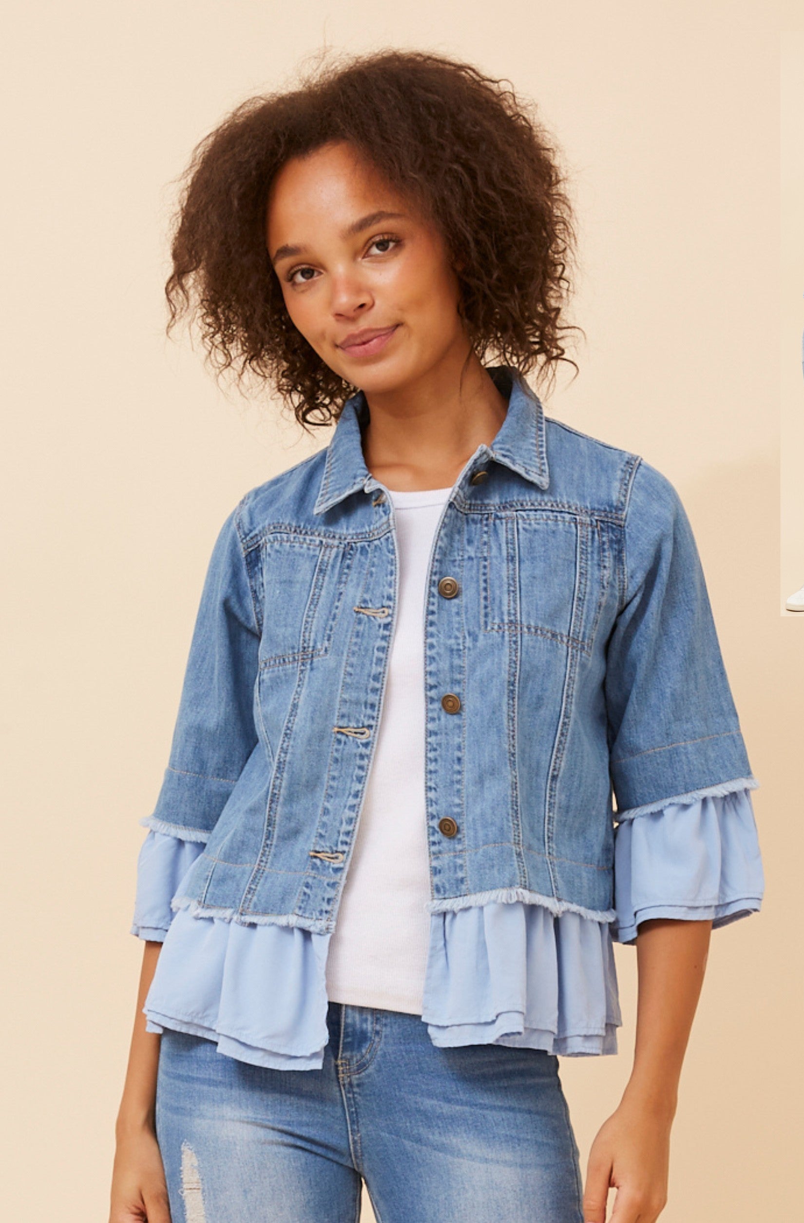 Gabbie Mid Denim Frill Jacket