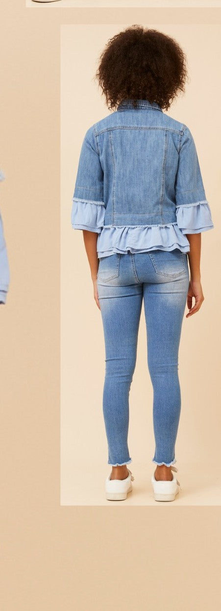 Gabbie Mid Denim Frill Jacket