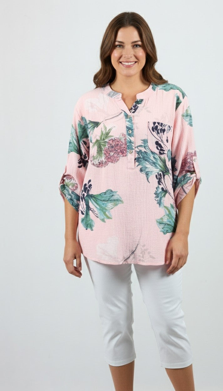 Jane Floral Breeze Top – Pink