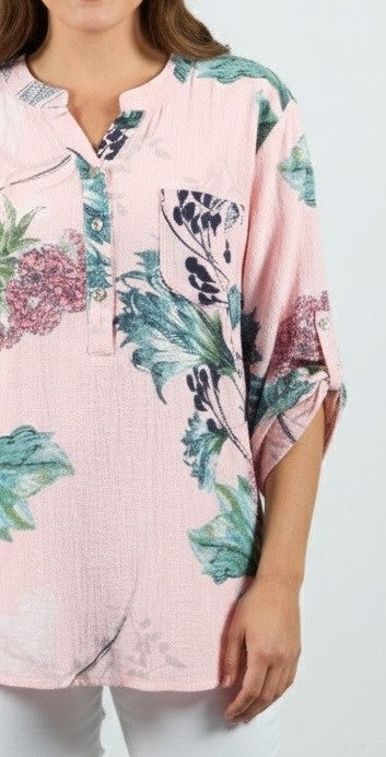 Jane Floral Breeze Top – Pink