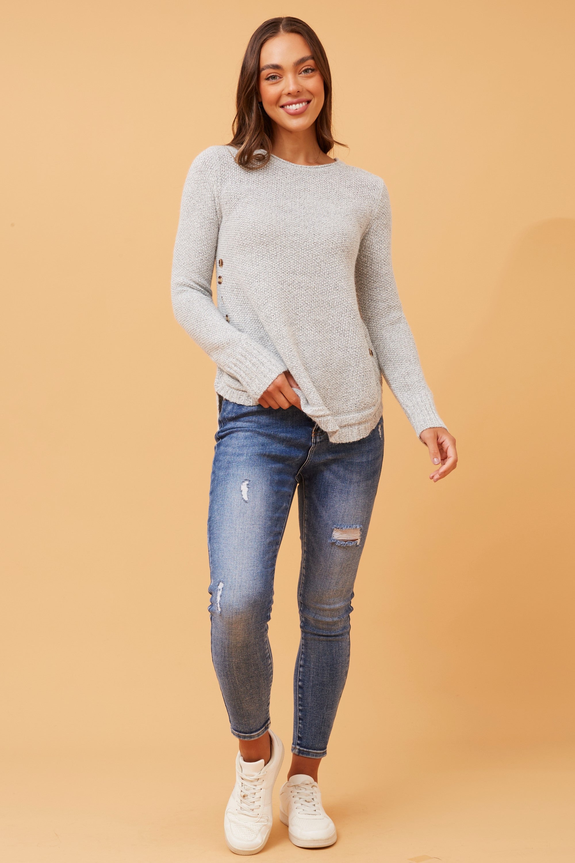 Allyn Knit Jumper Side Button Details