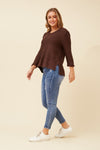 Carey Knit Jumper. White Sage Chocolate