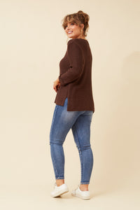 Carey Knit Jumper. White Sage Chocolate