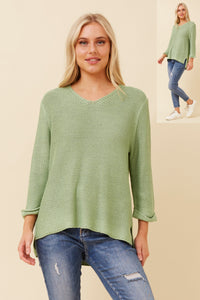 Carey Knit Jumper. White Sage Chocolate