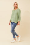 Carey Knit Jumper. White Sage Chocolate
