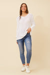 Carey Knit Jumper. White Sage Chocolate