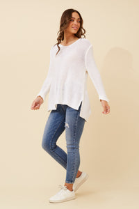 Carey Knit Jumper. White Sage Chocolate