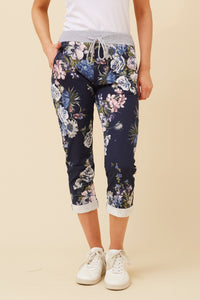 Jett Floral Jogger Pants. Denim and Blue