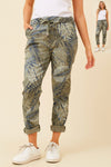 Zinnia Leaf Print Jogger Pants