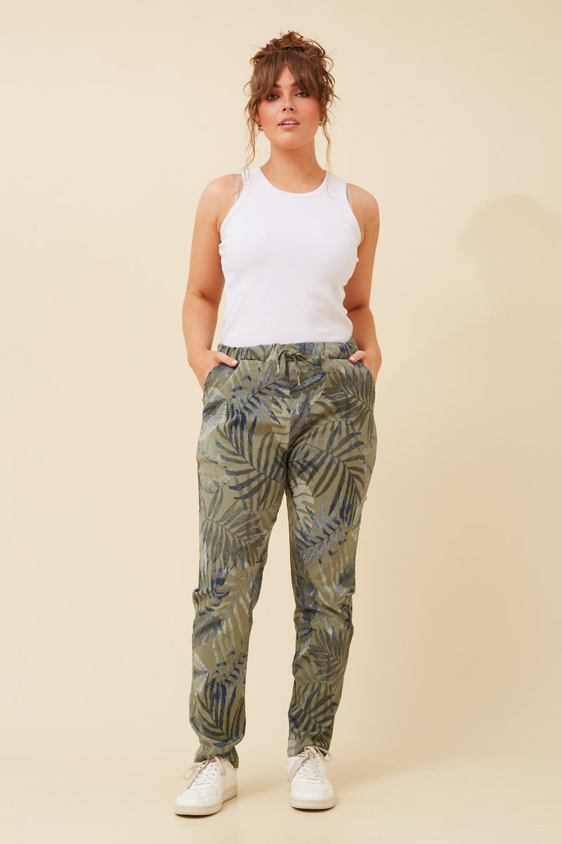 Zinnia Leaf Print Jogger Pants