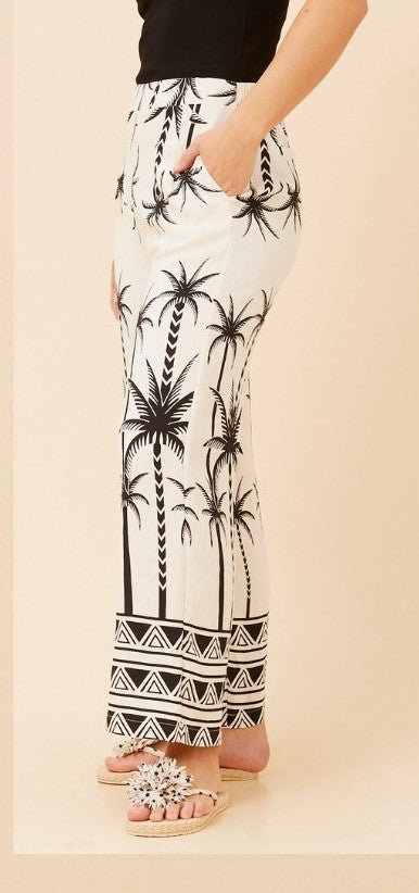Sydney Wide-leg Pants Palm Print