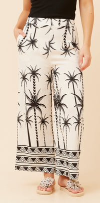 Sydney Wide-leg Pants Palm Print