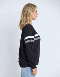 Stella + Gemma Sweat Stripe – Black with Leopard White Stripe