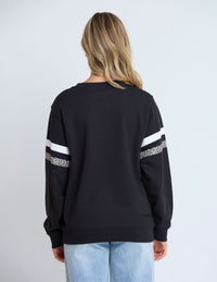 Stella + Gemma Sweat Stripe – Black with Leopard White Stripe
