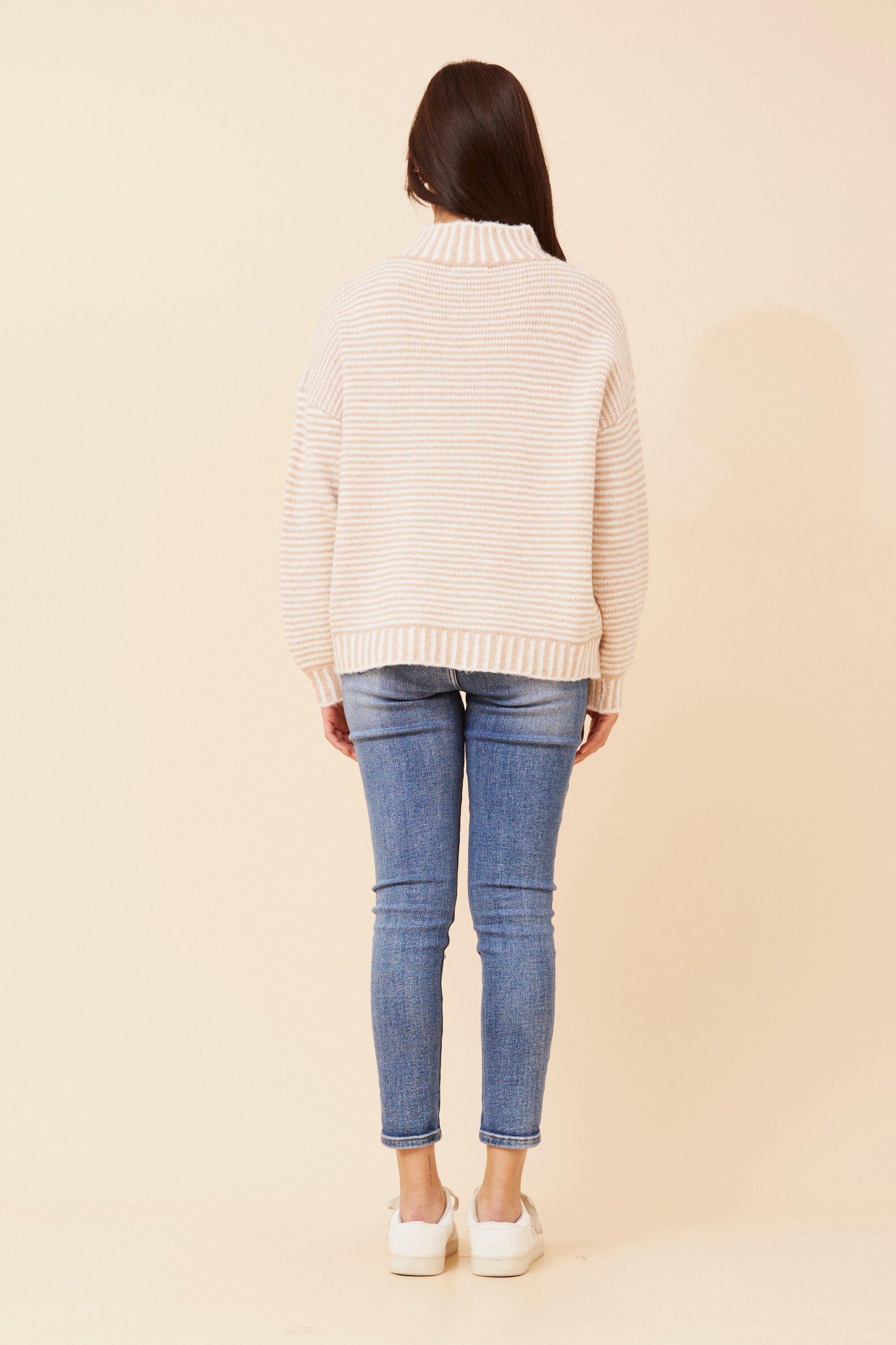 Avery Stripe Knit Jumper Camel