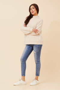 Avery Stripe Knit Jumper Camel