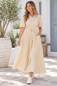 Nala Polka Dot Maxi Shirt Dress