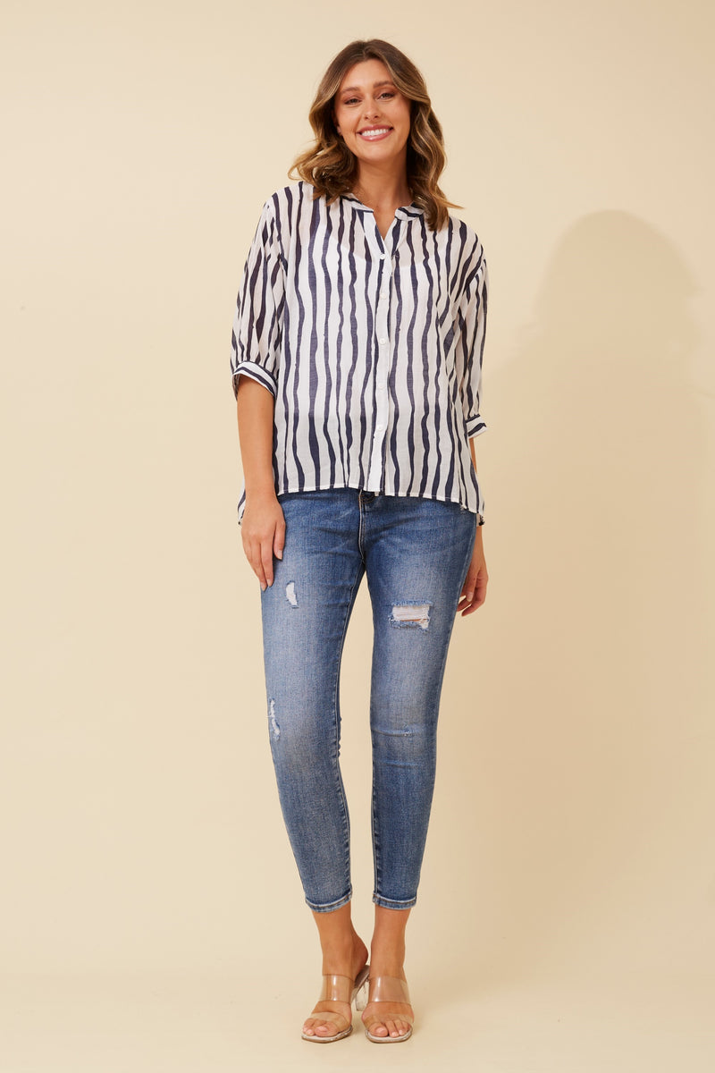 Bridget Button Shirt  Stripes