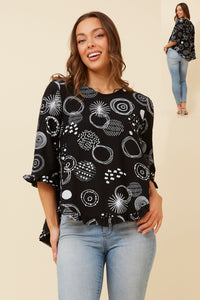 Traci Abstract Print Top