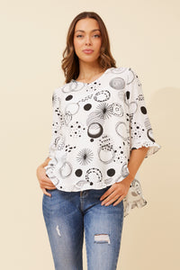 Traci Abstract Print Top