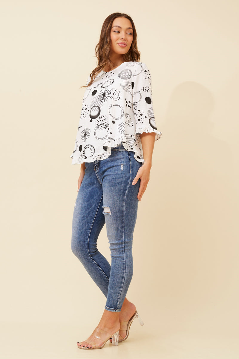 Traci Abstract Print Top