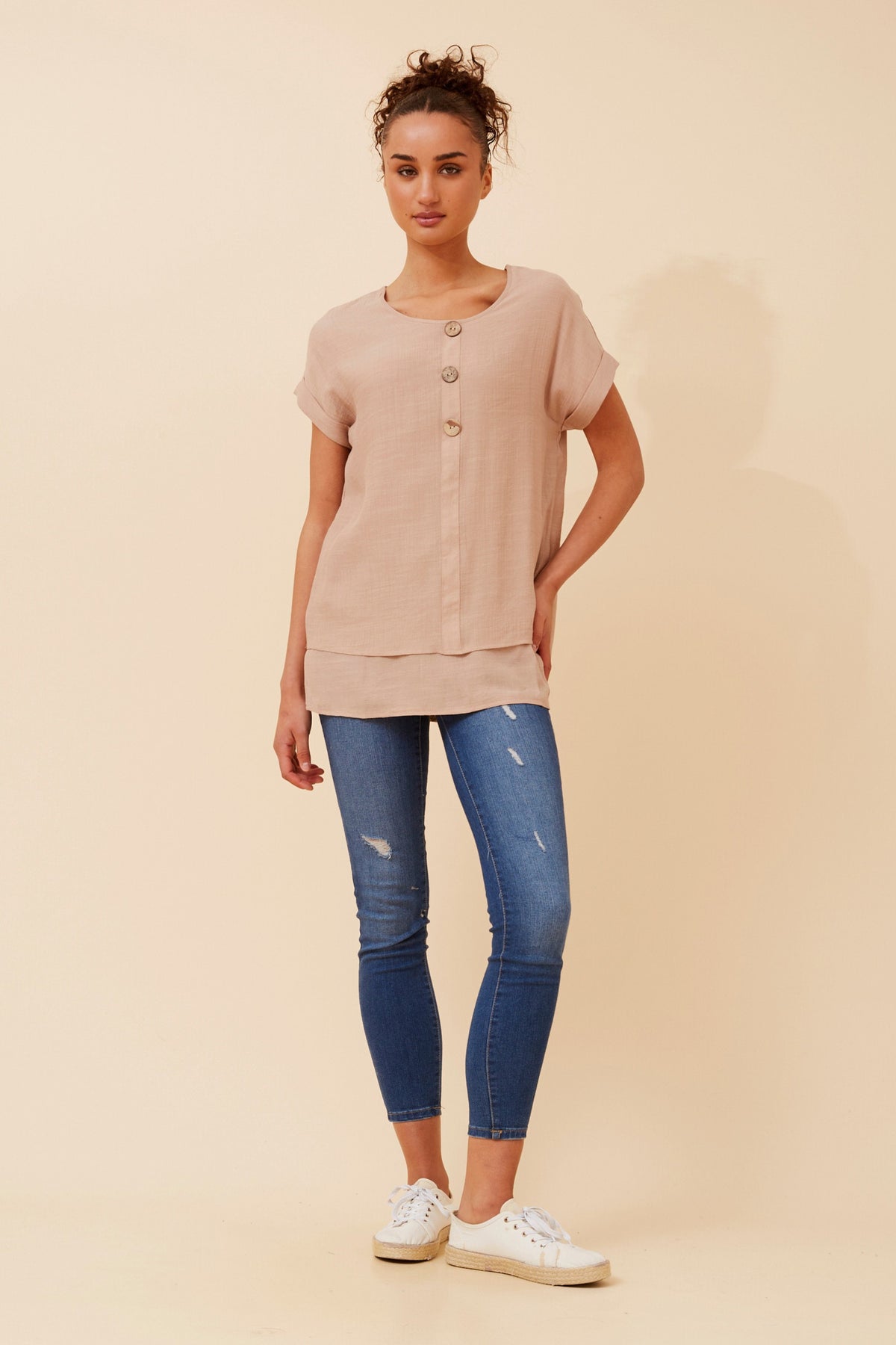 Regina Button Detail Top