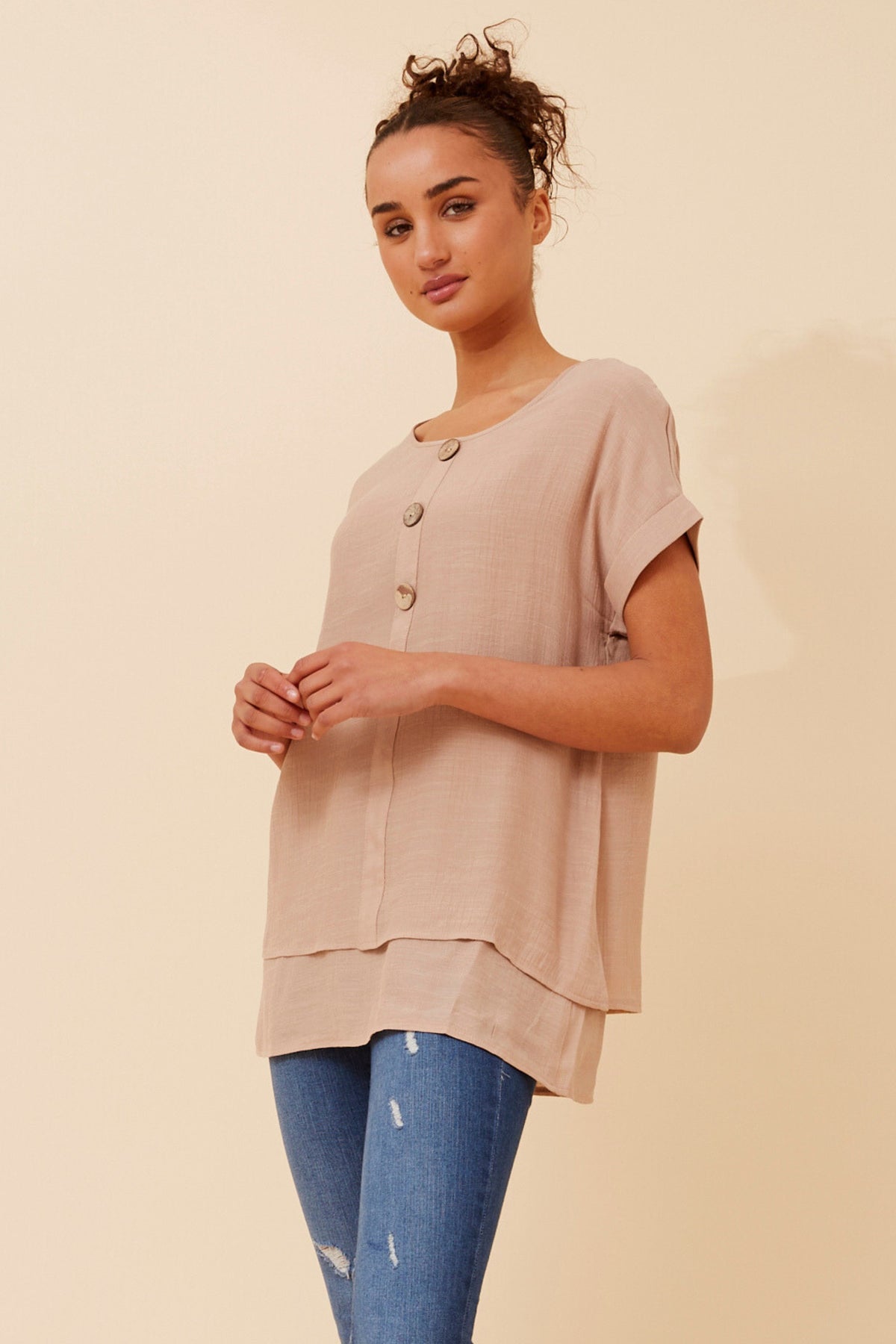 Regina Button Detail Top