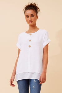 Regina Button Detail Top