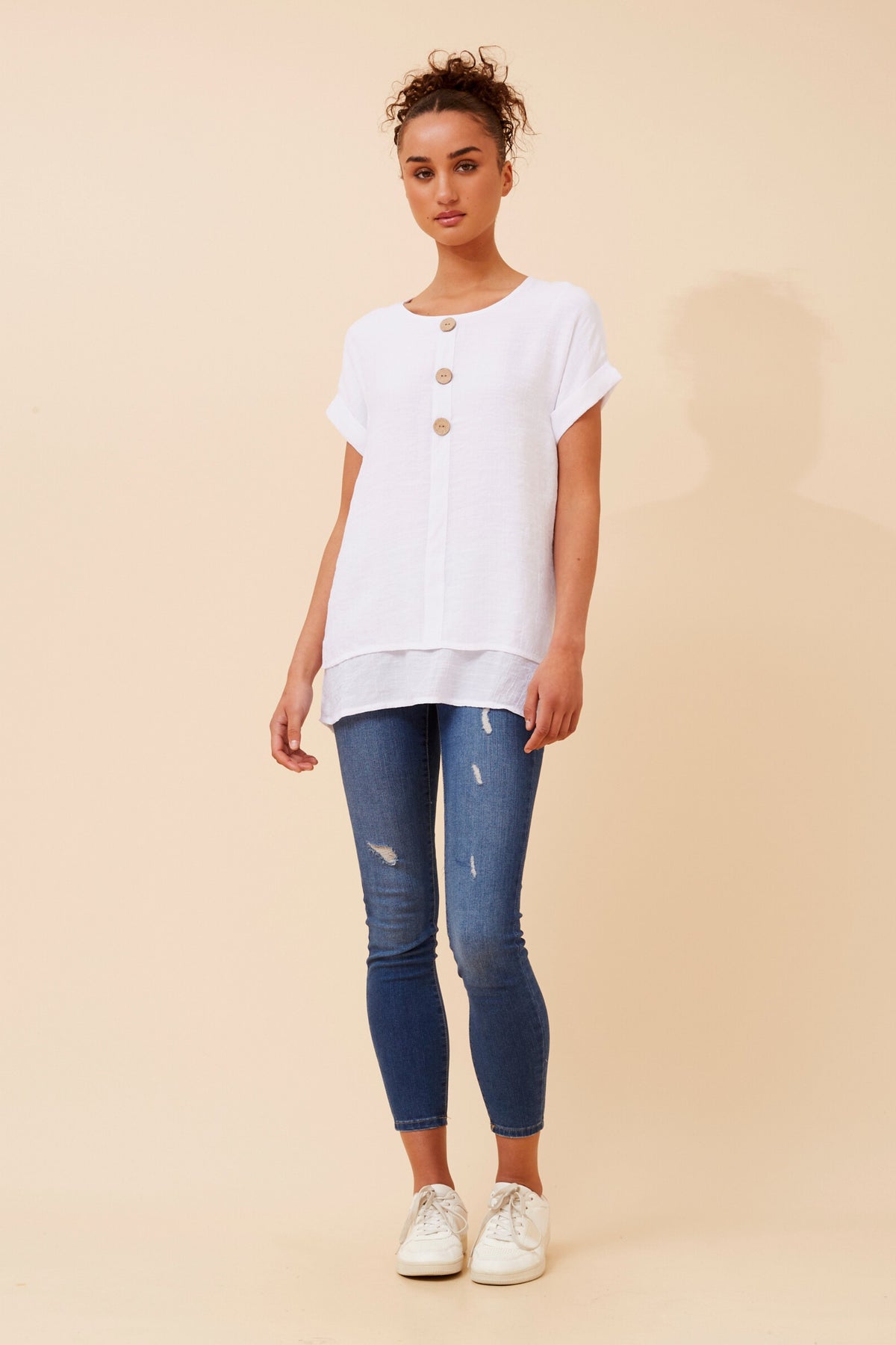 Regina Button Detail Top