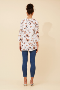 Joy Floral Button Detail Top