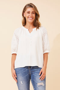 Drew Broderie Sleeve Blouse