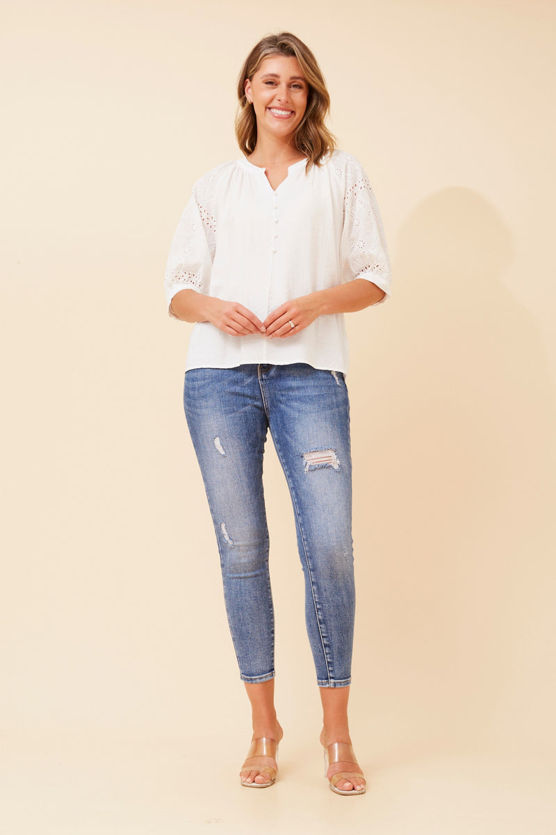 Drew Broderie Sleeve Blouse