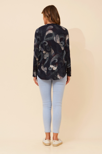 Meg Zip Top Abstract Navy