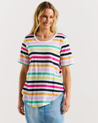 Ariana Tee Rainbow Stripe