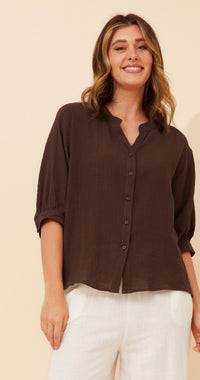Biddy 3/4 Sleeve Button Shirt